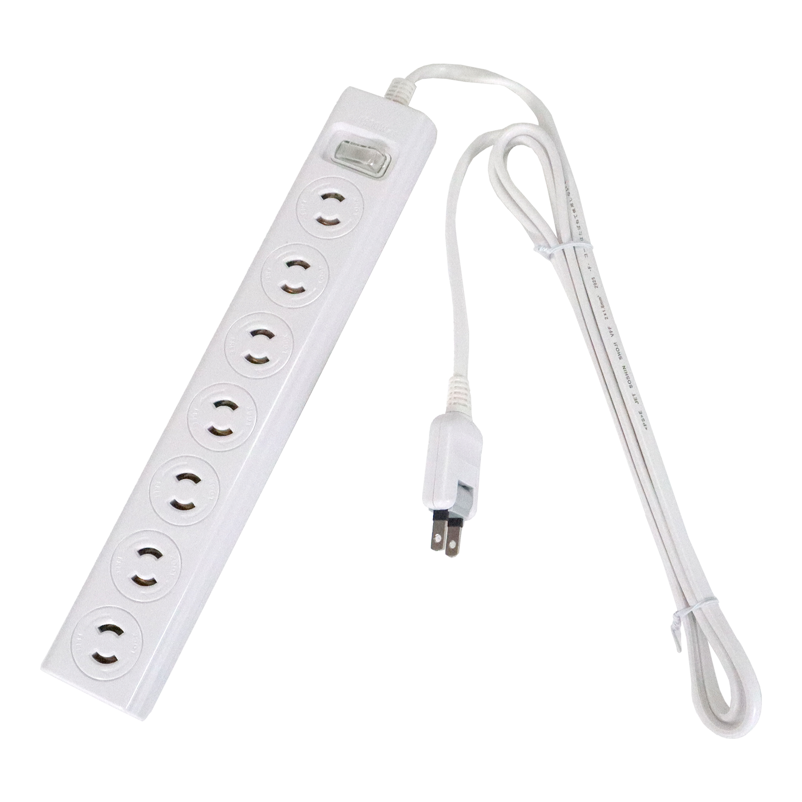 ELPA（朝日電器）】7個口タップ付 延長コード 2m [抜け止め・耐雷